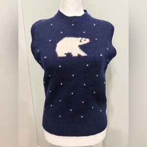 VTG Robert Scott Ltd 100% Shetland Wool Polar Bear Sweater Vest Womens 34 (XS-S)